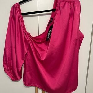 Boohoo Pink Women's Asymmetric Top